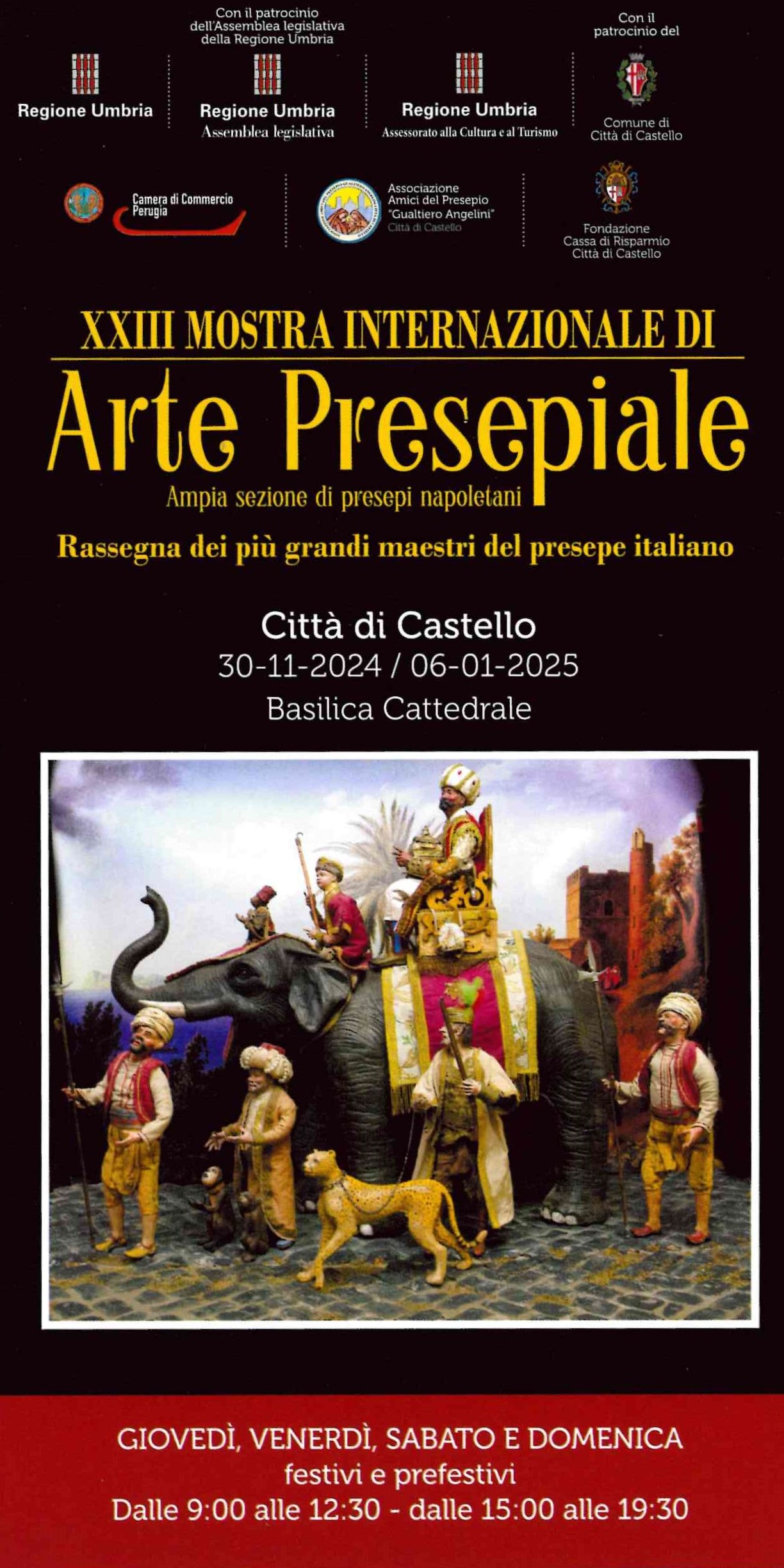30 Novembre – 6 Gennaio 23° Edizone della “Mostra Internazionale di Arte Presepiale”. Basilica Cattedrale di Città di Castello.